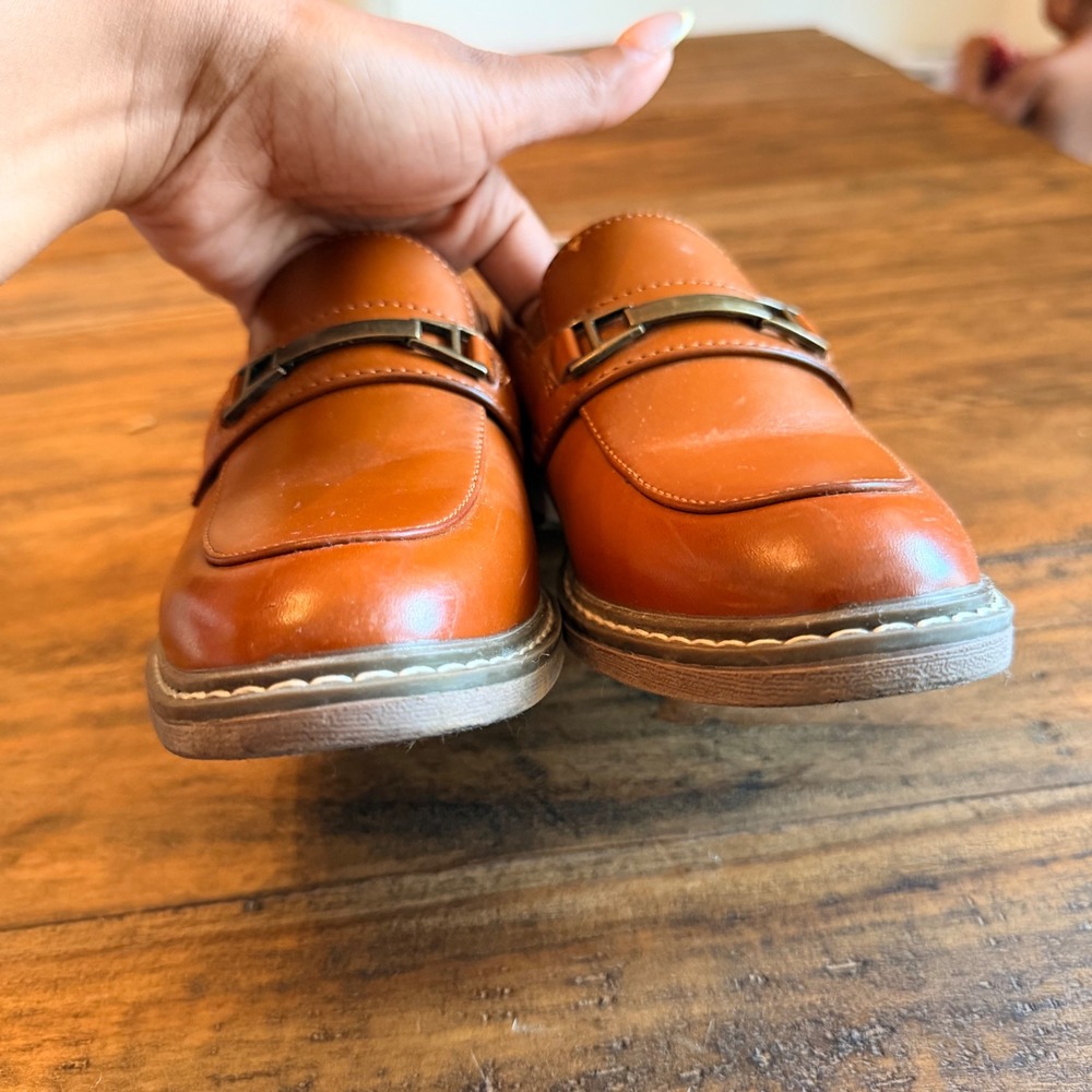 Bruno Marc‎ Kids Tan Faux Leather Loafers Dress Shoes Size 1 Boys Formal - Picture 3 of 8